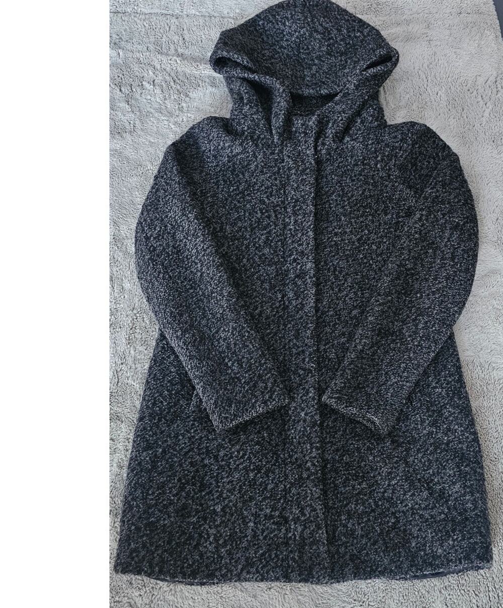 ONLY Wool Coat, Onlsedona Boucle,  Gray, Very warm, Hood, Womens Sz M